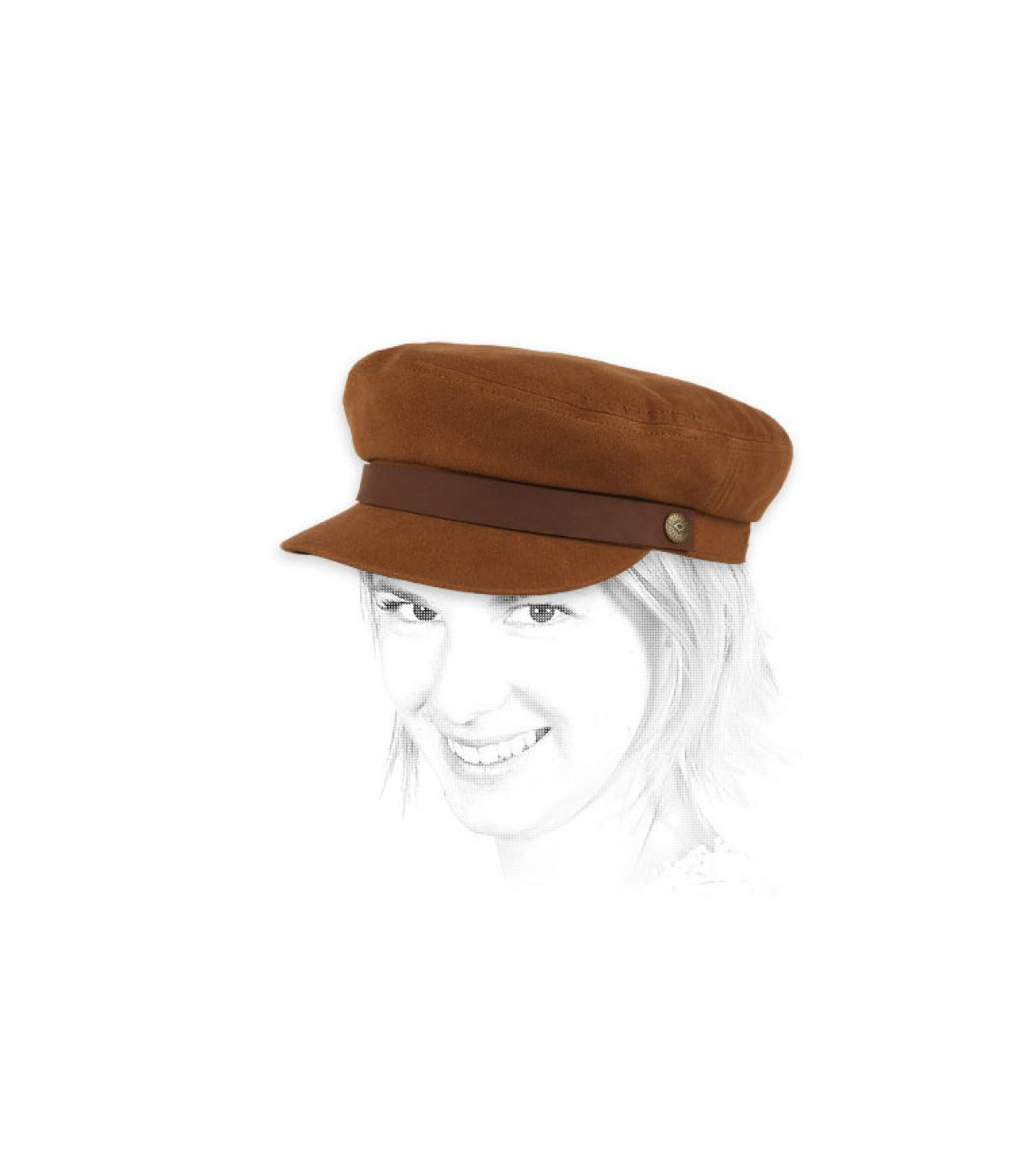 women brown fisherman cap Fiddler brown dark brown wmn